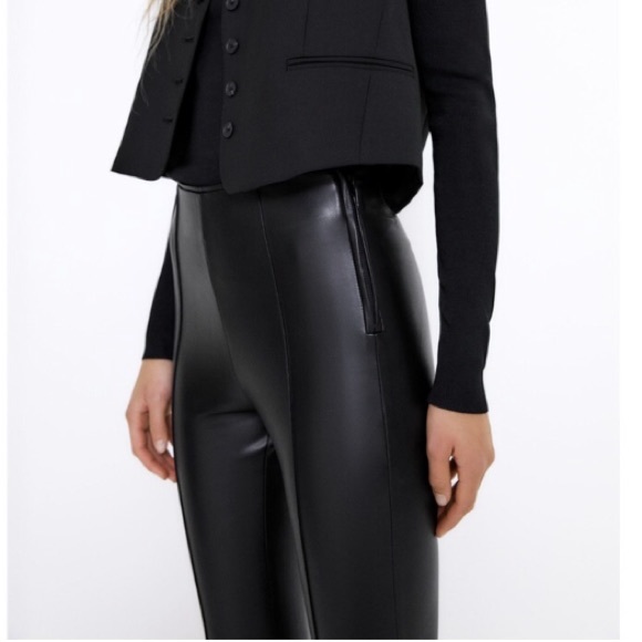 ZARA beige/tan leather pants - Picture 4 of 7